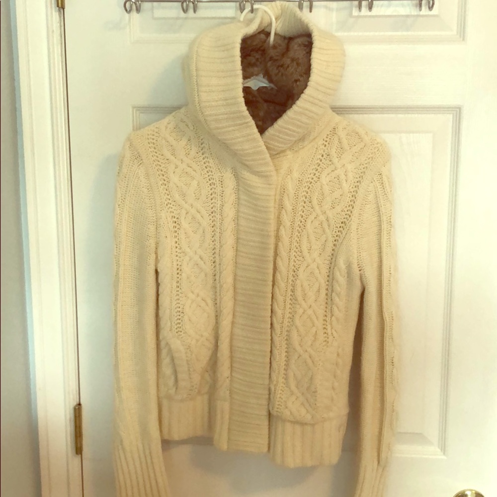 White Sweater with furry hood